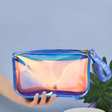 Colorful Laser Cosmetic Bag TPU Waterproof Makeup Pouch Zipper Travel Toiletry