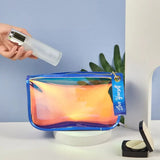 Colorful Laser Cosmetic Bag TPU Waterproof Makeup Pouch Zipper Travel Toiletry