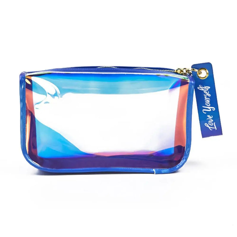 Colorful Laser Cosmetic Bag TPU Waterproof Makeup Pouch Zipper Travel Toiletry