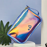Colorful Laser Cosmetic Bag TPU Waterproof Makeup Pouch Zipper Travel Toiletry