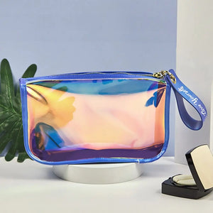 Colorful Laser Cosmetic Bag TPU Waterproof Makeup Pouch Zipper Travel Toiletry