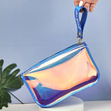 Colorful Laser Cosmetic Bag TPU Waterproof Makeup Pouch Zipper Travel Toiletry