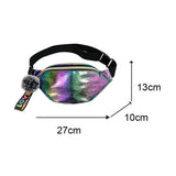 Colorful Laser Fanny Chest Bag Large Capacity Plush Pendant Women Leather Waist