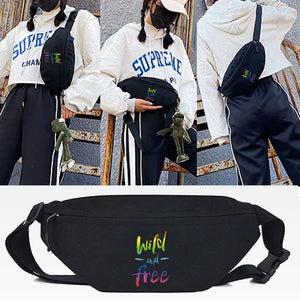 Colorful Letters Print Waist Bag Multi-Functional Chest Cross Shoulder Bag