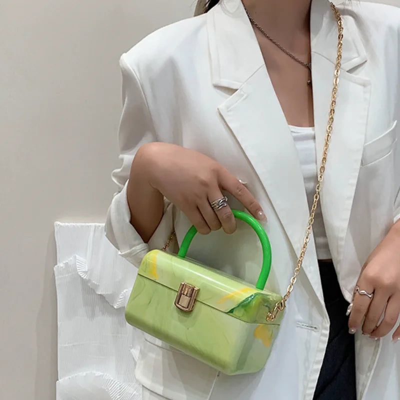 Colorful Pattern Small Women Square Bags Candy Portable Shoulder Messenger Bag