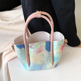 Colorful Print Bucket Bag for Women Large Capacity Shoulder Totes