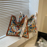 Colorful Printed Canvas Handbags Women Shoulder Bags Female Soft Environmental R