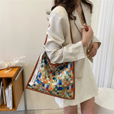 Colorful Printed Canvas Handbags Women Shoulder Bags Female Soft Environmental R