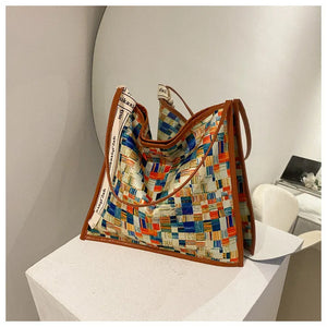 Colorful Printed Canvas Handbags Women Shoulder Bags Female Soft Environmental R