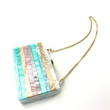 Colorful Striped Acrylic Box Clutches Evening Shoulder Bag