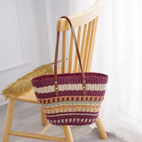 Colorful Striped Straw Tote Bag Women's Fashionable Purse
