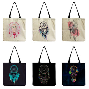 Colorful Tote Bag Dream Catcher Print Shoulder B