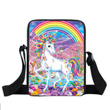 Colorful Unicorn Print Messenger Bag Ladies Fantasy Animal Bookbags