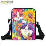 Colorful Unicorn Print Messenger Bag Ladies Fantasy Animal Bookbags