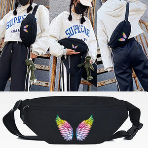 Colorful Wings Print Waist Bags Canvas Fanny Pack