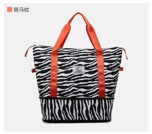 Colorful Women Handbag Nylon Luggage Bags Large Capacity Print Hand Luggage