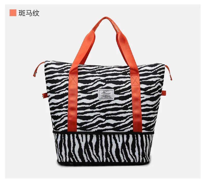 Colorful Women Handbag Nylon Luggage Bags Large Capacity Print Hand Luggage