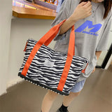 Colorful Women Handbag Nylon Luggage Bags Large Capacity Print Hand Luggage