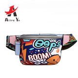 Colorful Women Waist Bag Fanny Pack Belt Bags Graffiti Chest Handbag Hip Purse