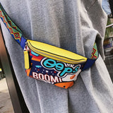 Colorful Women Waist Bag Fanny Pack Belt Bags Graffiti Chest Handbag Hip Purse