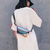 Colorful Women Waist Bag Fanny Pack Belt Bags Graffiti Chest Handbag Hip Purse