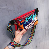 Colorful Women Waist Bag Fanny Pack Belt Bags Graffiti Chest Handbag Hip Purse