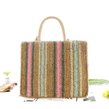 Colorful Paper Rope Straw Bag Shoulder Portable Woven Bag