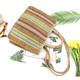 Colorful Paper Rope Straw Bag Shoulder Portable Woven Bag