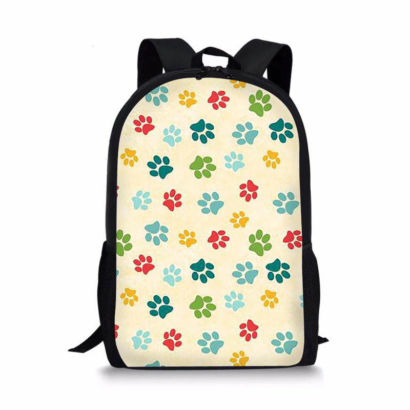 Colorful Dog Paw School Bag Backpack for Kids Boys Girls