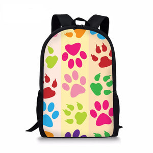 Colorful Dog Paw School Bag Backpack for Kids Boys Girls