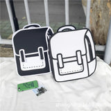 3D Stereo Comic Backpack for Girls - Canvas Messenger Tote Student Bags