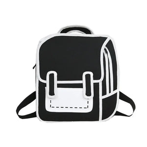 3D Stereo Comic Backpack for Girls - Canvas Messenger Tote Student Bags