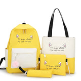 Canvas Backpack Set for Teen Girls Students 4pcs