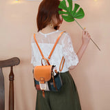 Plaid Leather Backpacks Set Girls Travel Shoulder Bags 4 Pcs