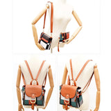 Plaid Leather Backpacks Set Girls Travel Shoulder Bags 4 Pcs
