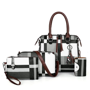 4pcs/set High Women Plaid Tassel Handbags