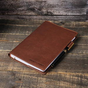 Cowhide Leather Notebook Case for A5 B5 Book - Retro Office School Travel Diary