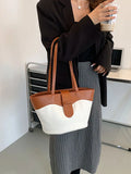 Contrast Bucket Women's Bag Top Handle Pu Leather Shoulder Crossbody Bags