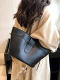 Contrast Bucket Women's Bag Top Handle Pu Leather Shoulder Crossbody Bags