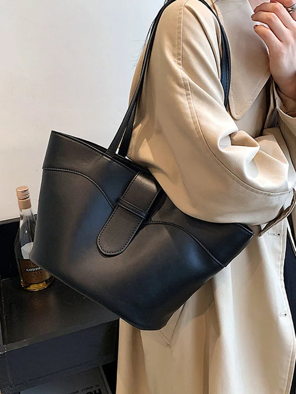 Contrast Bucket Women's Bag Top Handle Pu Leather Shoulder Crossbody Bags