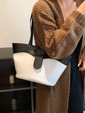 Contrast Bucket Women's Bag Top Handle Pu Leather Shoulder Crossbody Bags