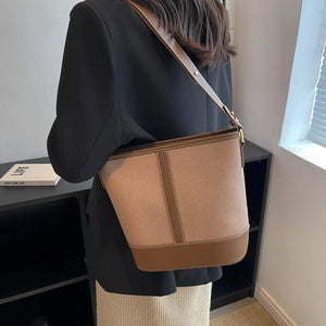 Contrast Bucket Bag Woman Handbag Purse Female Shoulder Bag Big Capacity