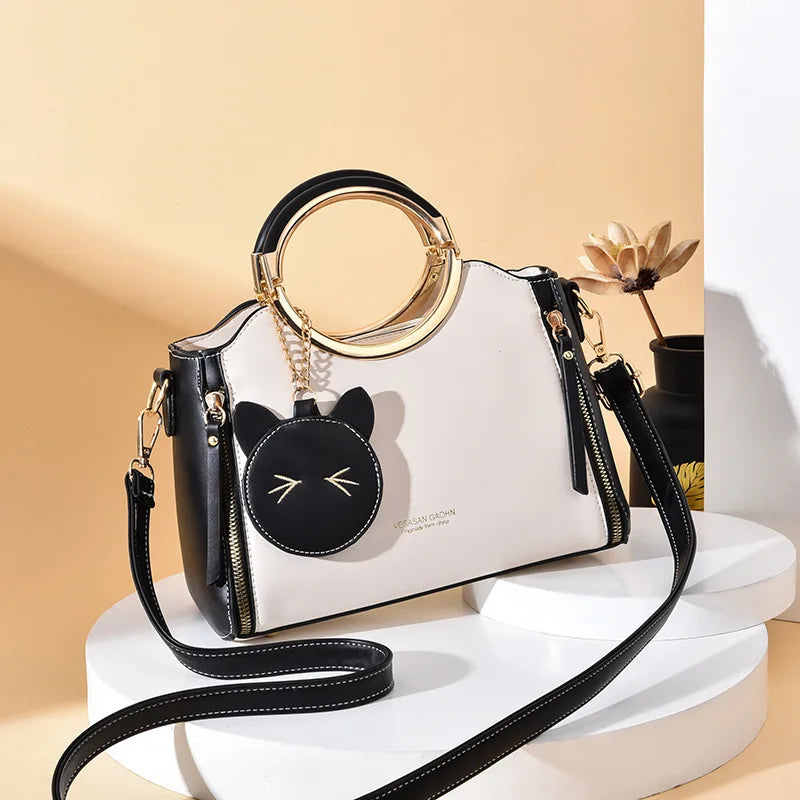 Leather Crossbody Messenger Bag Women Handbags High Shoulder Bag
