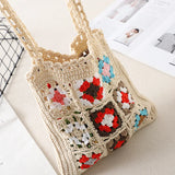 Large Capacity Shoulder Bag Plaid Woven Totes Multicolor Women's Bag