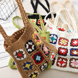 Large Capacity Shoulder Bag Plaid Woven Totes Multicolor Women's Bag