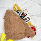 Hen Shape Faux Fur Crossbody Bag Soft Plush Messenger Purse