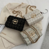 Winter Woolen Shoulder Bag with Chain Strap