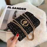 Winter Woolen Shoulder Bag with Chain Strap