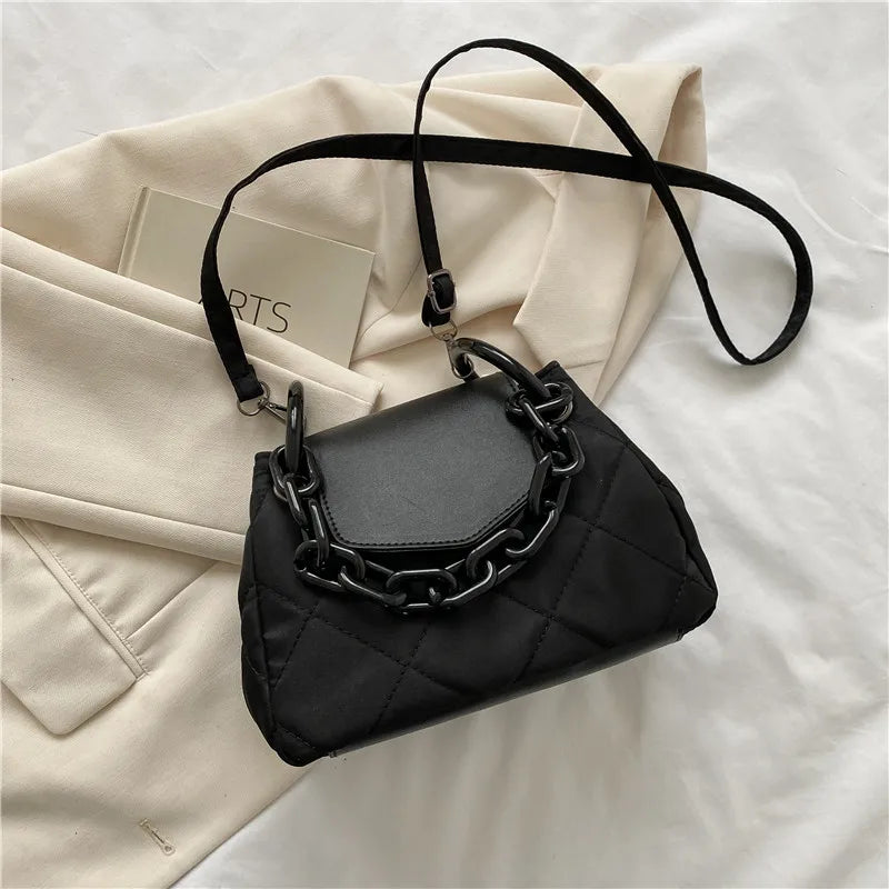 Oxford Bucket Bag Women Chains Crossbody Bag Shoulder Handbag Purse