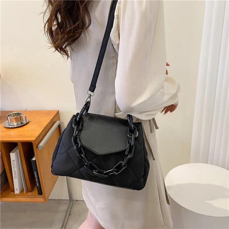 Oxford Bucket Bag Women Chains Crossbody Bag Shoulder Handbag Purse